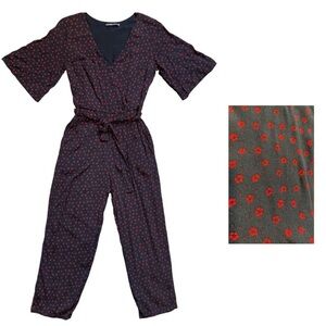 Abercrombie & Fitch Women’s Jumpsuit Short Sleeve Blue & Red Floral Print Small